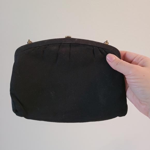 Vintage Evening Bag Black Formal Party Handbag Convertible Clutch - Picture 6 of 7